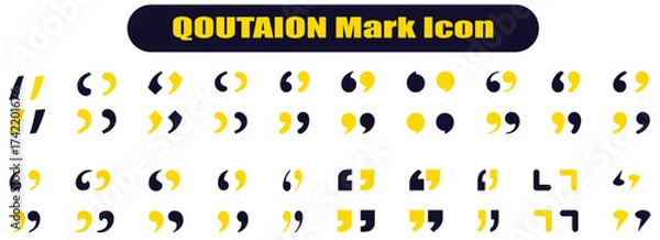 Fototapeta Quotes icon vector set. Colorful Quotation mark collection with fill n stork. Dialogue discussion symbol for UI UX, website, mobile app. Speech mark. Double inverted commas symbol.
