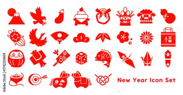 Obraz お正月のアイコンセット