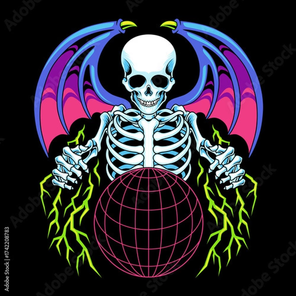 Obraz Devil skull skeleton retro 