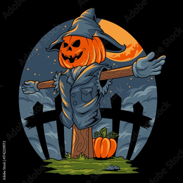 Obraz Scarecrow pumpkin Halloween