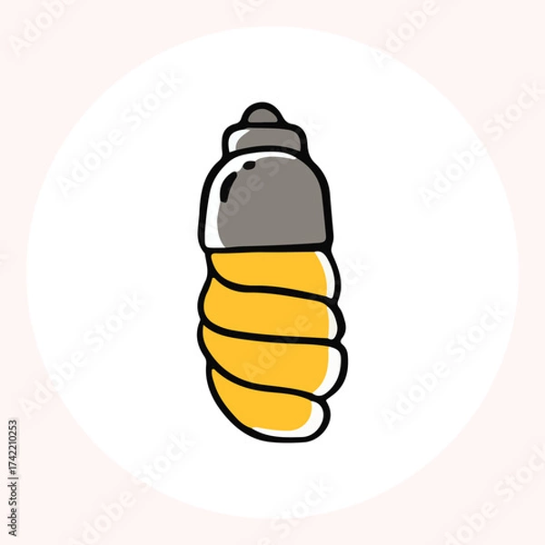 Obraz Bright yellow light bulb with rays shining, symbolizing ideas and creativity in a minimalist style. Light bulb doodle hand drawn icon. Outline Color drawing shining light bulb line clipart symbol.