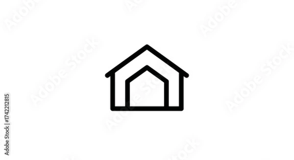 Obraz Simple black outline house icon with inner house shape.