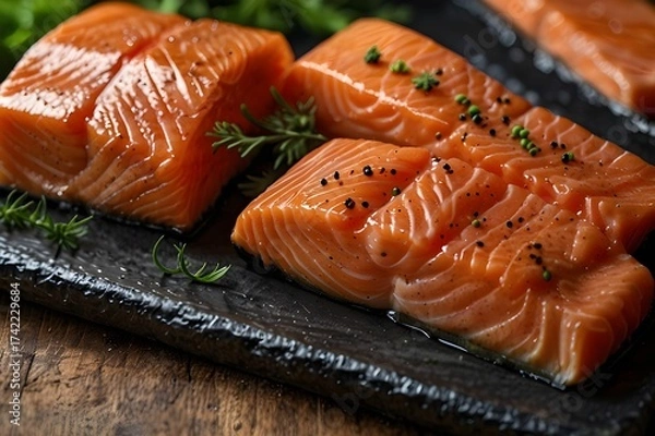 Obraz raw salmon on a plate