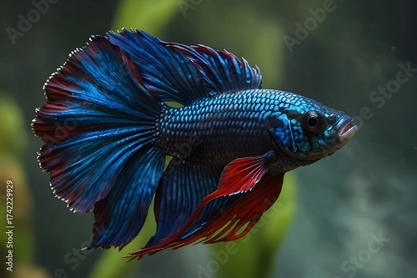 Obraz peacock feather on a green background