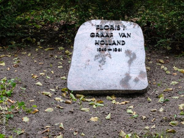 Fototapeta HISTORICAL Grave of Floris the first , graveyard on the ground of the Abdij van Egmond, Egmond-Binnen, Noord-Holland province, The Netherlands