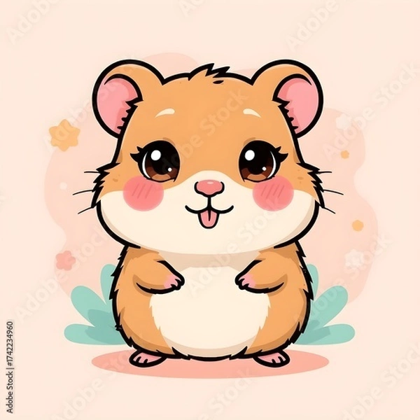 Obraz a cute hamster illustration,generative ai