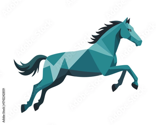 Fototapeta ポリゴンスタイルの馬 シルエット（午年・干支イラスト）
