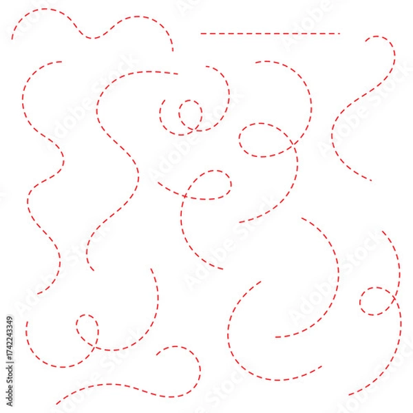 Obraz Hand drawn curve dotted line vector set. eps 10