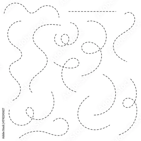 Obraz Hand drawn curve dotted line vector set. eps 10