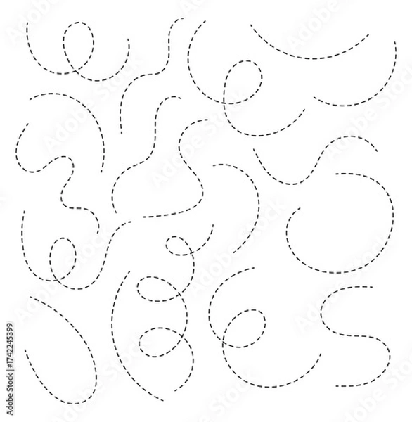 Obraz Hand drawn curve dotted line . dashed hand drawn squiggle loopy line set . vector icon .