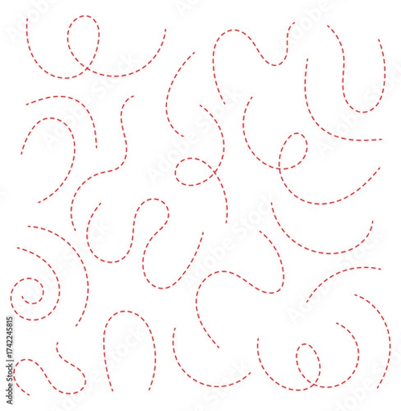Obraz Hand drawn curve dotted line, Spiral dotted line . Dashed hand drawn line icon set . eps 10