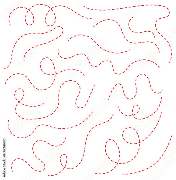 Obraz Hand drawn curve dotted line, Spiral dotted line . Dashed hand drawn line icon set . eps 10