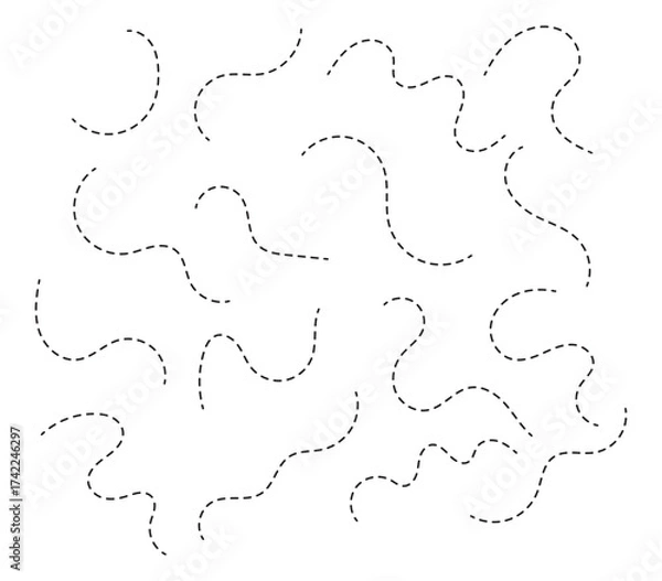 Obraz Hand drawn curve dotted line . dashed hand drawn squiggle loopy line set . vector icon .