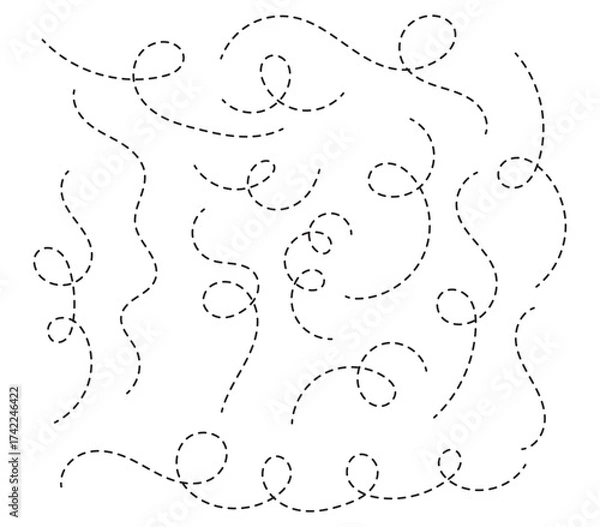 Obraz Path travel dotted line trip dashed trace destination track plan and silhouette, travelling symbol . Transport dot paths lines traces tourism design. Vector illustration. EPS 10