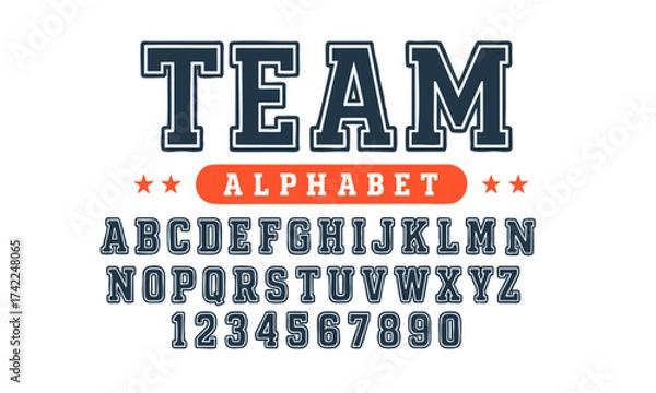 Fototapeta Team Sports Alphabet Editable Vector illustration Typography, easily editable.  