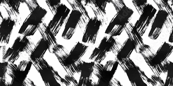 Fototapeta Monochromatic Brushstroke Pattern: An artistic black and white brushstroke pattern, this design offers a modern, graphic touch, versatile for various design applications. 