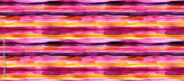 Fototapeta Watercolor Stripes: An eye-catching display of vibrantly colored watercolor stripes, artfully arranged to create a captivating pattern, ideal for adding a touch of artistic flair.