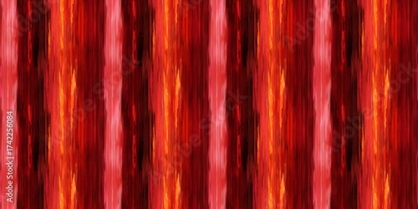 Fototapeta Fiery Crimson Strata: An eye-catching abstract image features a pattern of vertical stripes in fiery shades of red, orange, and subtle pink hues, creating a dynamic visual experience.