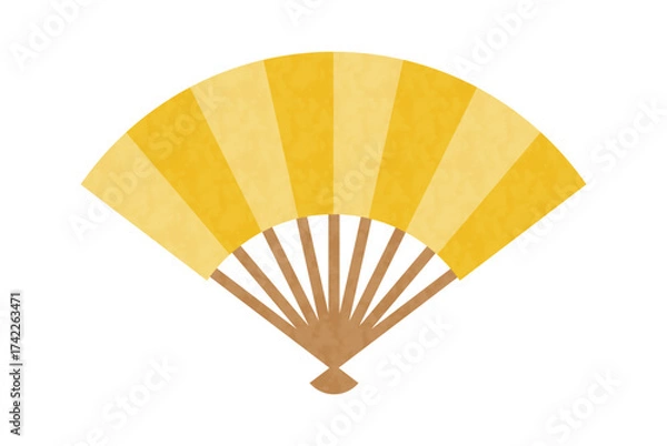 Fototapeta 金色の扇子のシンプルなベクターイラスト　水彩　手描き