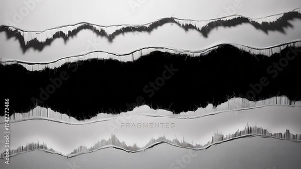 Fototapeta ripped torn paper edges isolated with clipping path on black background.