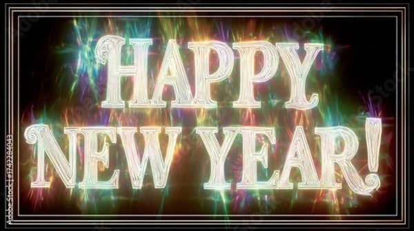 Fototapeta Bright and colorful celebration for New Year 2026 with festive decorations and joy