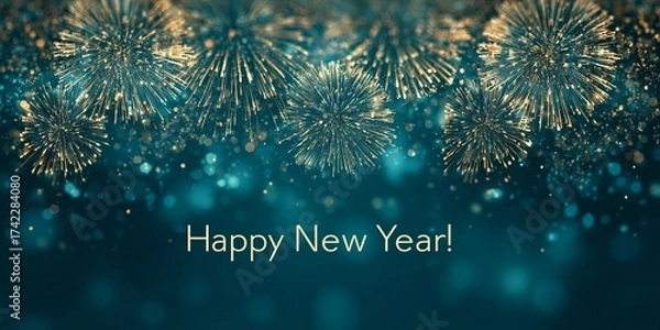 Fototapeta Celebration of new year 2026 with colorful fireworks and festive atmosphere