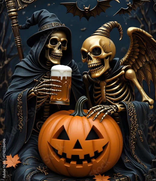 Obraz Skeletons Celebrating Halloween