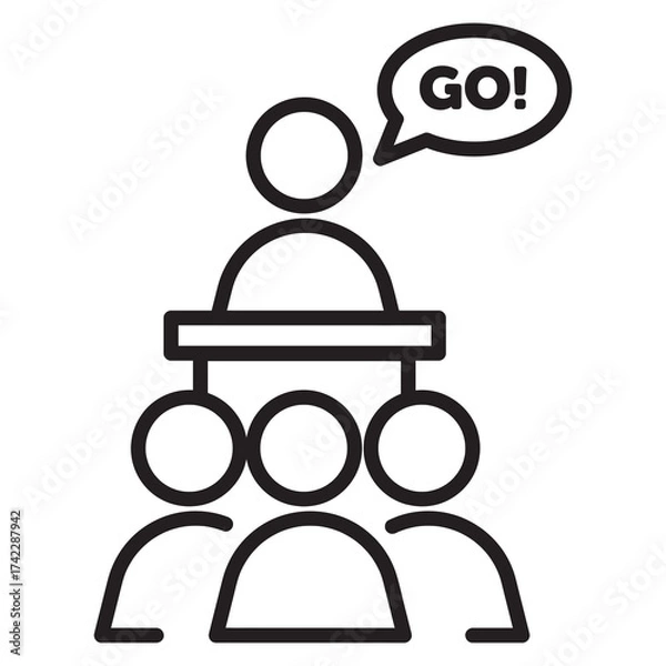 Fototapeta icon of a person giving a speech in black outline style