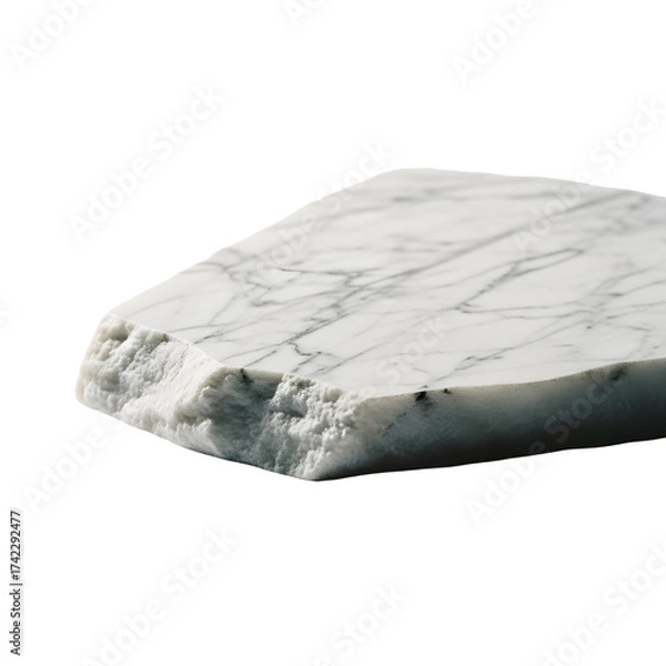 Fototapeta White marble slab with natural texture isolated on transparent background