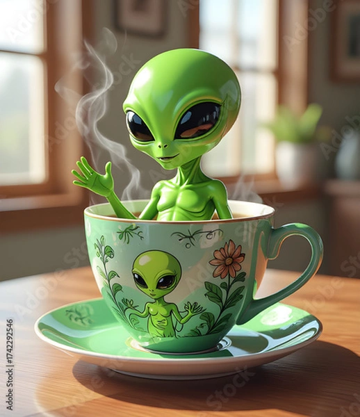 Obraz Cute Alien in a Teacup