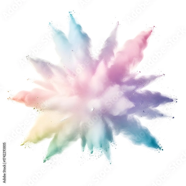Fototapeta Abstract explosion of pastel color powder with transparent background
