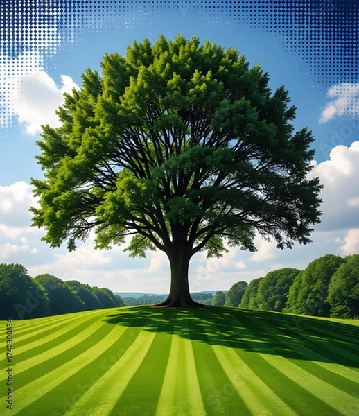 Fototapeta Green Tree and Sunlight Stripes