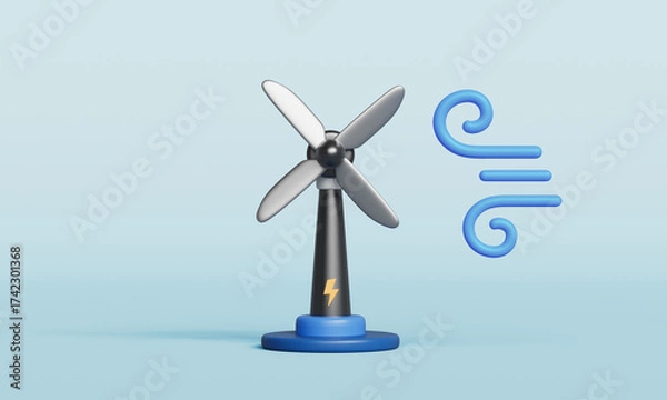Obraz 풍력 에너지 터빈 발전기와 바람 아이콘 Wind Power Turbine Generator Energy with Wind Symbol