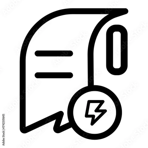 Fototapeta receipt paper button icon with black outline style