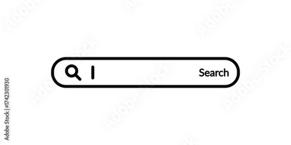 Fototapeta Minimalist search bar icon with magnifying glass and text input field, Vector illustration.