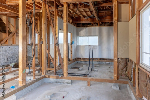 Obraz 築古住宅のリフォーム工事が始まった建築現場
