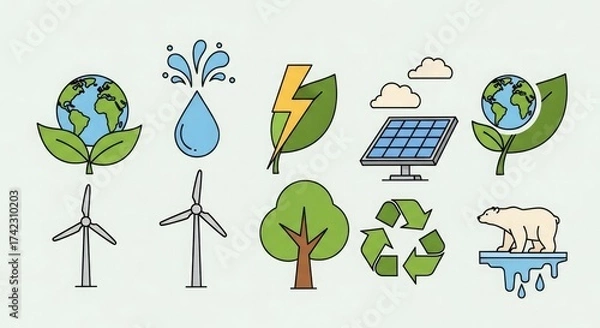 Obraz Eco friendly energy resources renewable power sustainability environment conservation ecology solutions