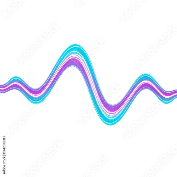 Fototapeta Abstract neon waveform on transparent background