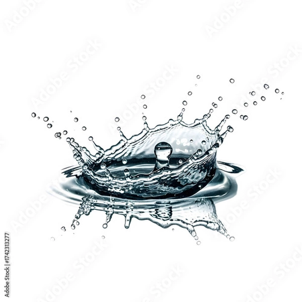 Fototapeta Water splash with crown effect isolated on transparent background