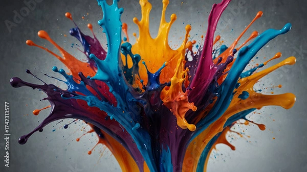 Fototapeta Color splash explosion – abstract watercolor paint burst on dark background