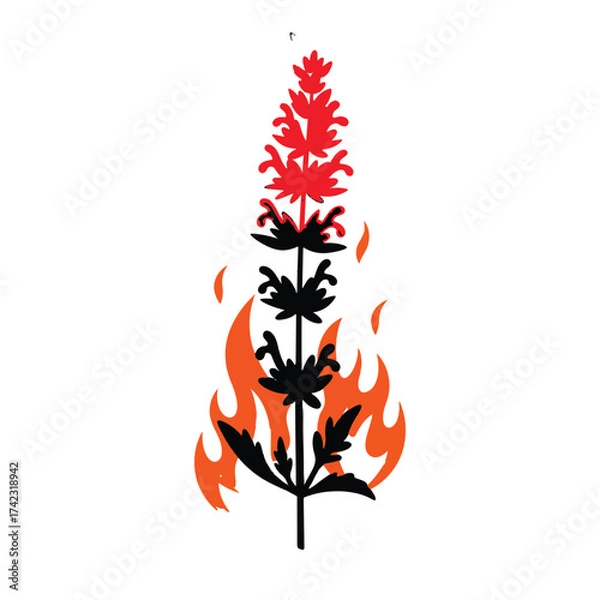 Obraz Stylized Flower on Fire Illustration a symbol of passion and energy