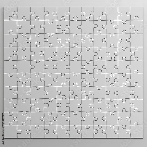 Fototapeta White puzzle pieces on light background for mockup and design template