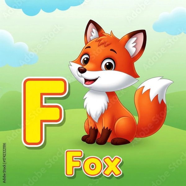 Fototapeta fox with a letter