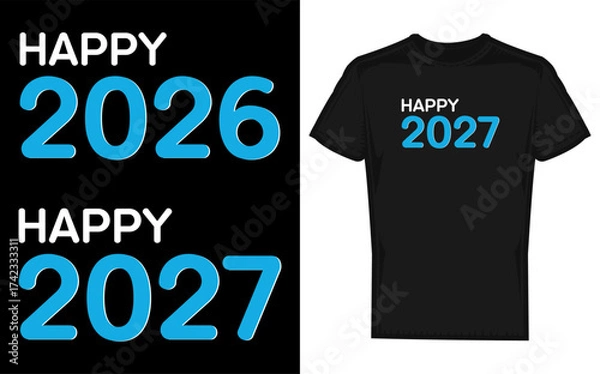 Fototapeta Festive silhouette design celebrating the arrival of the new year 2026 and 2027 with bold typography and celebratory elements perfect for seasonal greetings and event promotions