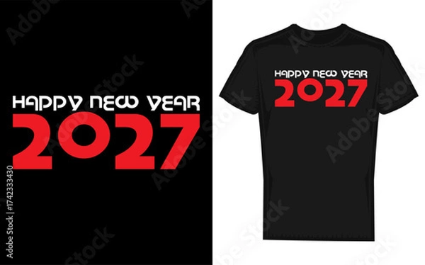 Fototapeta Happy new year 2027 celebration graphic with a festive silhouette design perfect for seasonal promotions and event announcements
