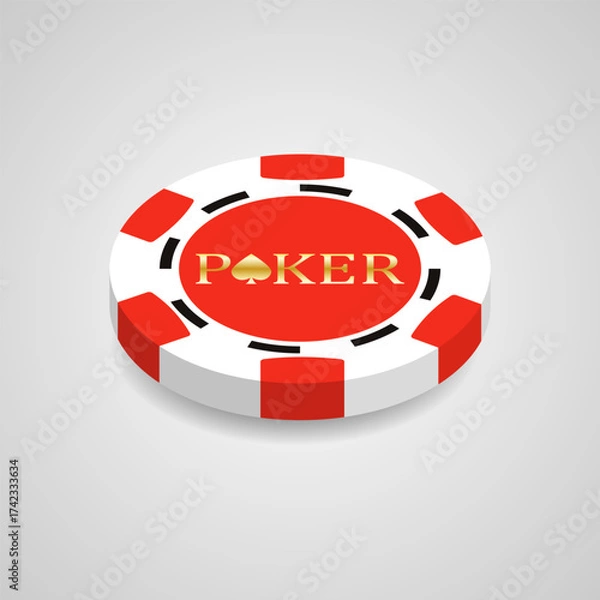 Fototapeta Three-dimensional isometric poker chip. Vector illustration.