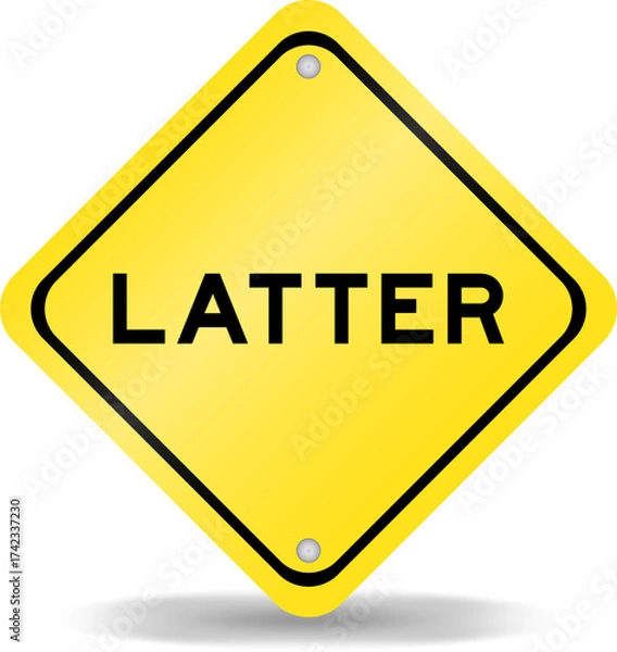 Fototapeta Yellow color transportation sign with word latter on white background