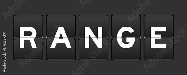 Fototapeta Black color analog flip board with word range on gray background