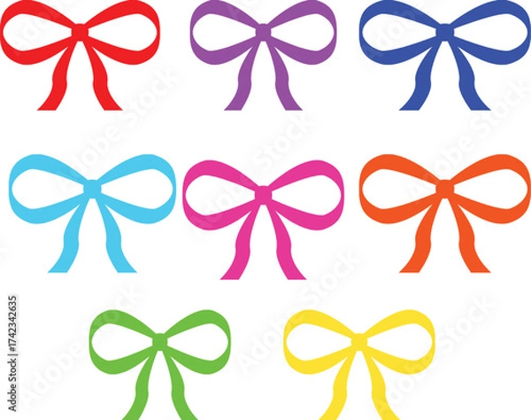Fototapeta Set of colorful bow illustrations simple vector design elements for decoration isolated on white background