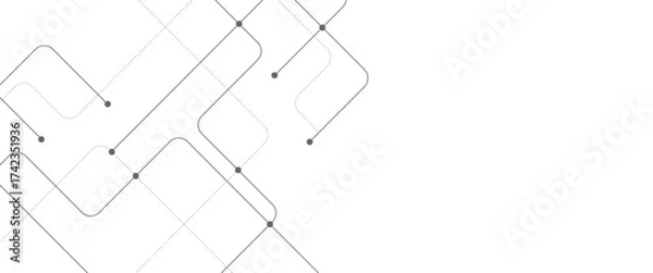 Fototapeta Vector abstract technology tech line with crossed lines and dots.